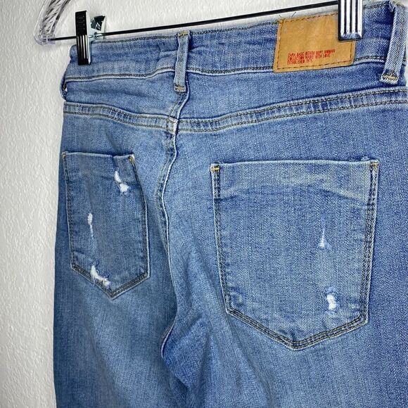 Zara Basic Denim Skinny Frayed Jeans W White & Red Stripe down Sides 2 - Picture 7 of 9